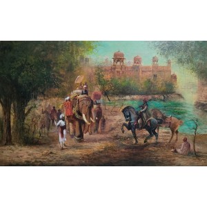 A. Q. Arif, 36 x 60 Inch, Oil on Canvas, Citysscape Painting, AC-AQ-336